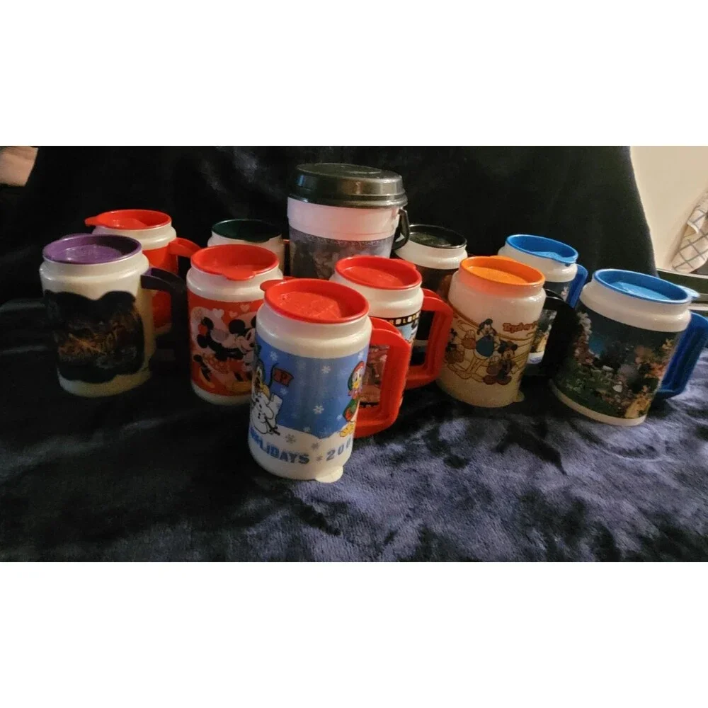 Vintage Walt Disney World Refillable Mug Lot + Pirates of the Caribbean Popcorn